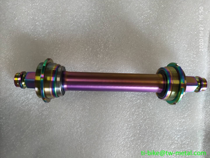 Chinese made titanium bike crank set / spider / locking with rainbow color